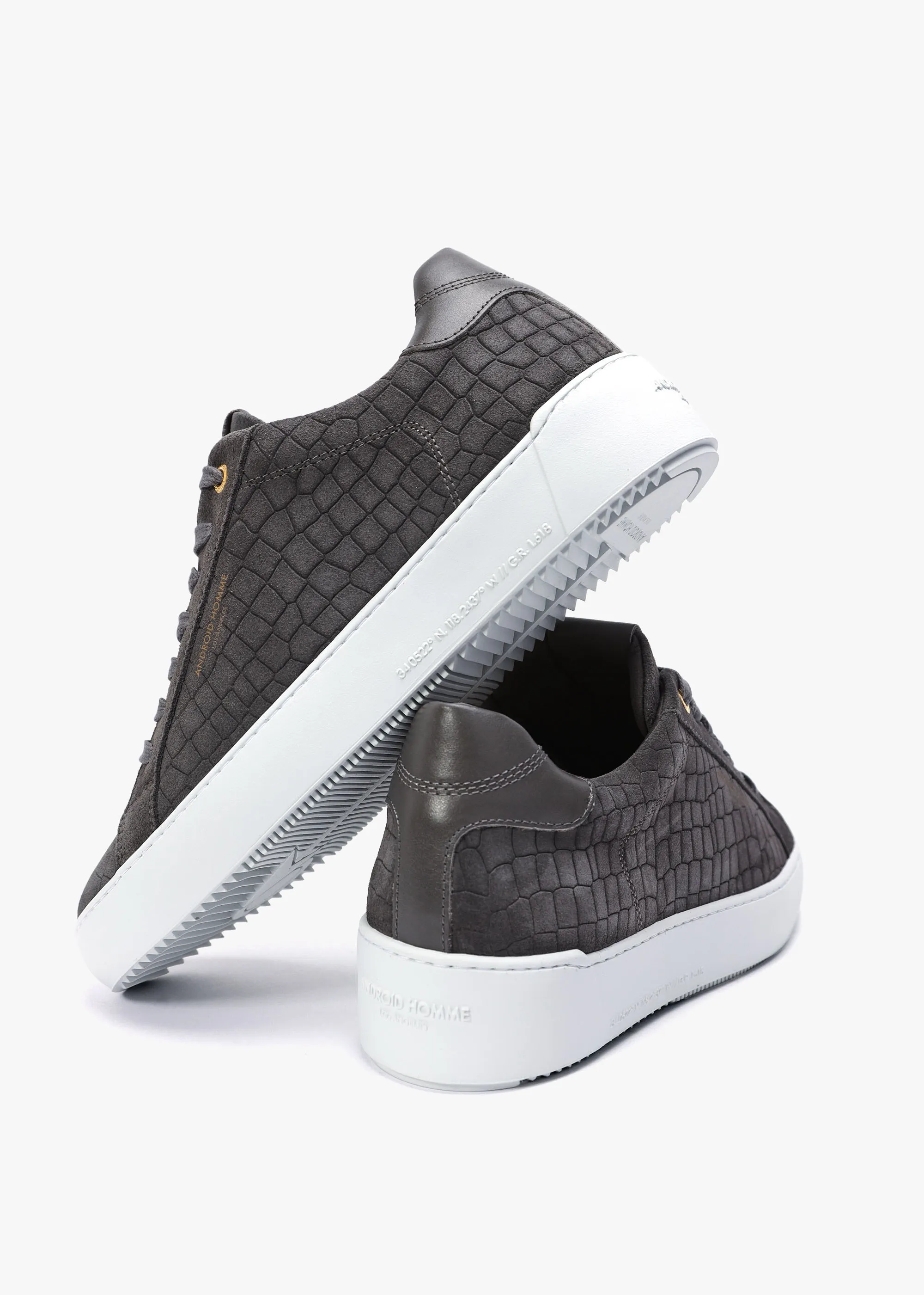 Zuma Caiman Croc Charcoal Suede Trainers