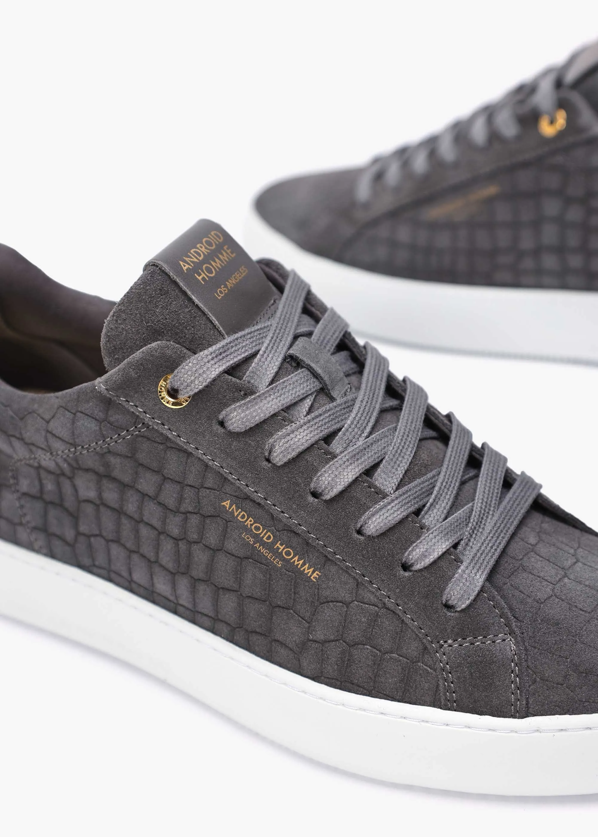 Zuma Caiman Croc Charcoal Suede Trainers